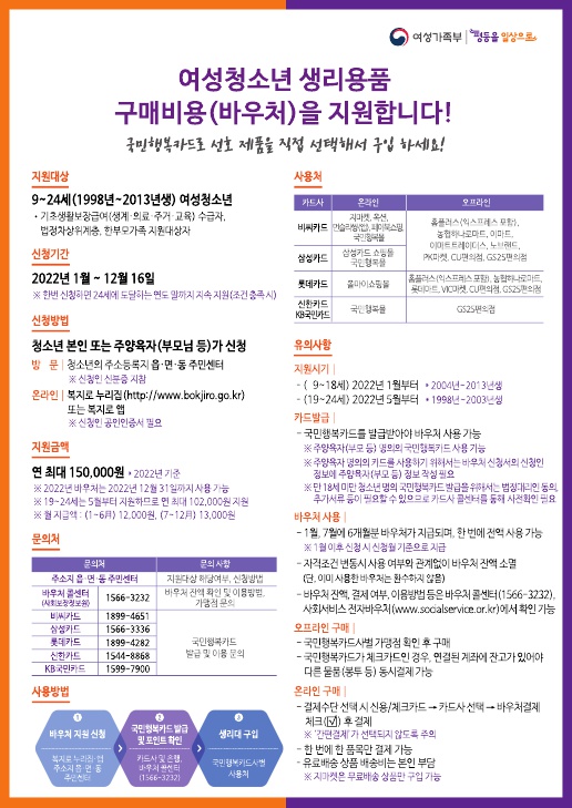 여성청소년 바우처(생리용품) 지원 사업 신청 안내 이미지2